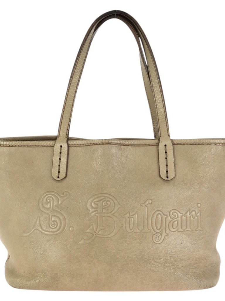 Bvlgari Collezione Beige Gold Leather Tote